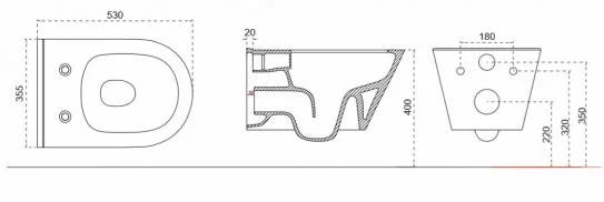 LYSKA Stereo Rimless Wandcloset met Shade Toiletzitting – Glans Wit – Softclose