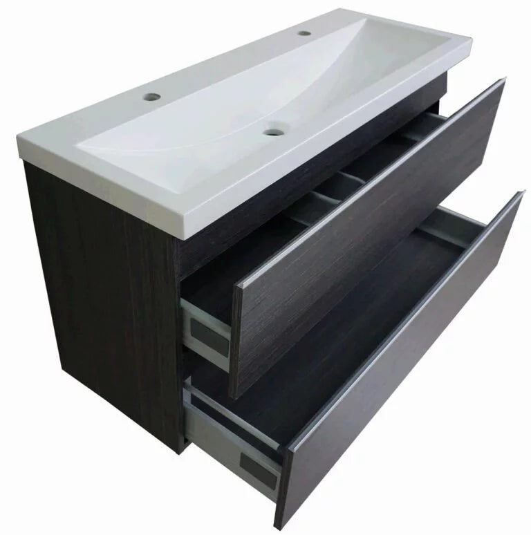 LYSKA Onderkast 100×36 cm – Hoogglans Grijs – Dubbele Softclose Laden