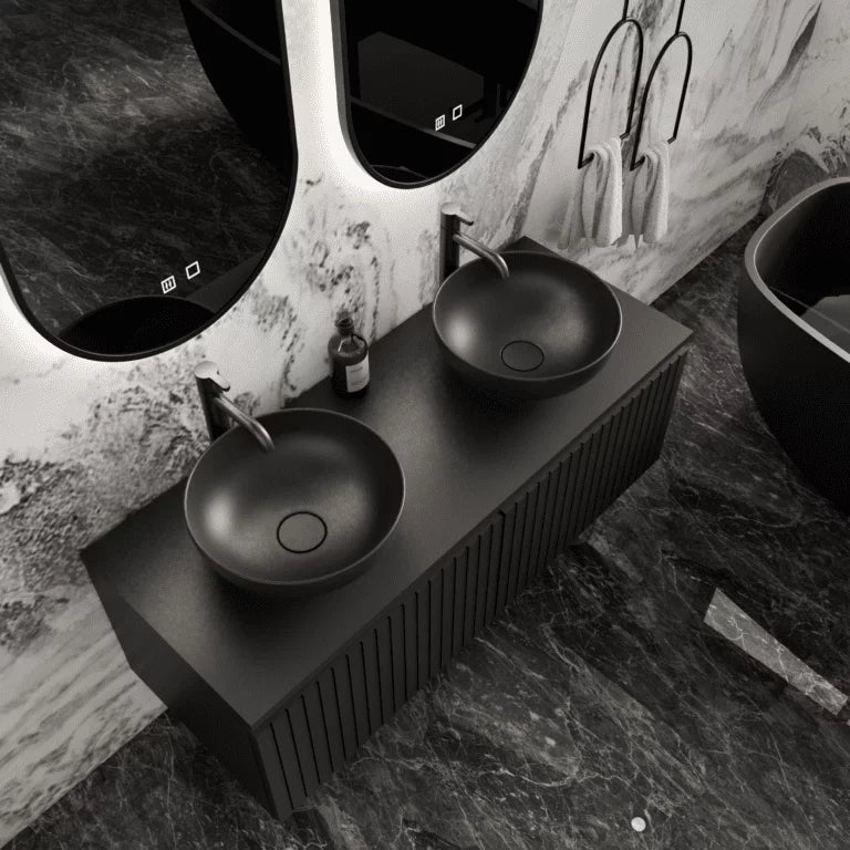 LYSKA Onderkast 100 x 46 cm - Houtnerf Grijs - 2 Laden - Softclose