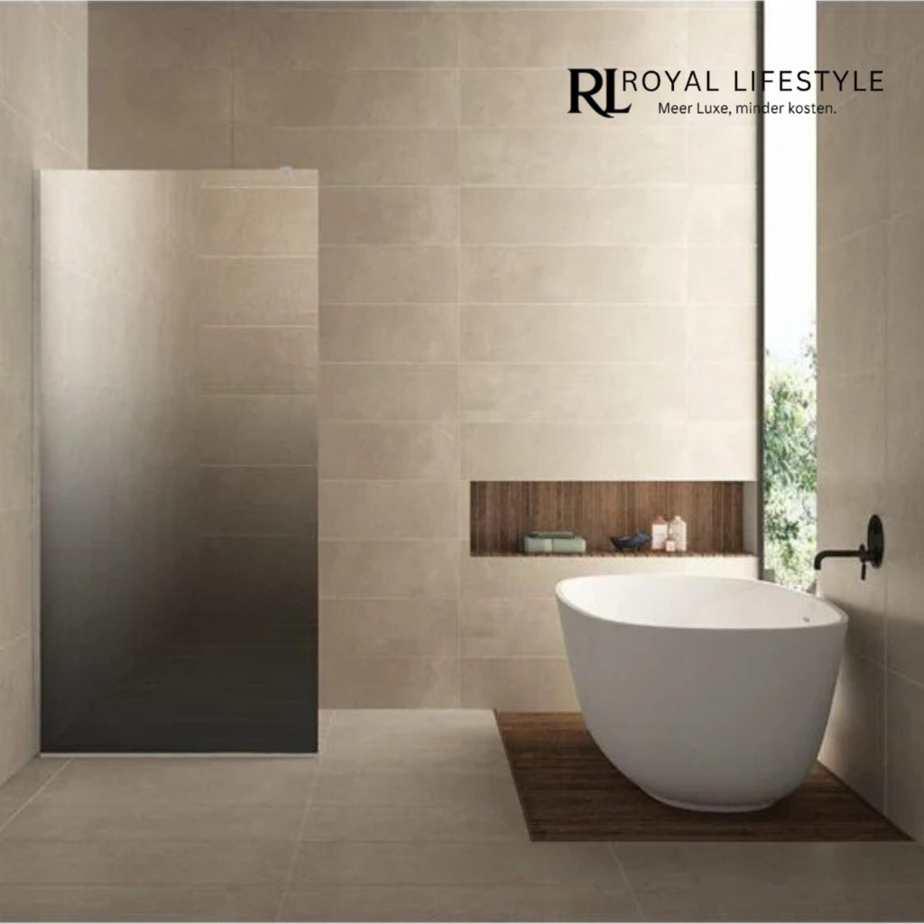 LYSKA Slim Douchewand – Spiegelrook naar Helder Glas – 90×200 cm – 8 mm Nano-glas