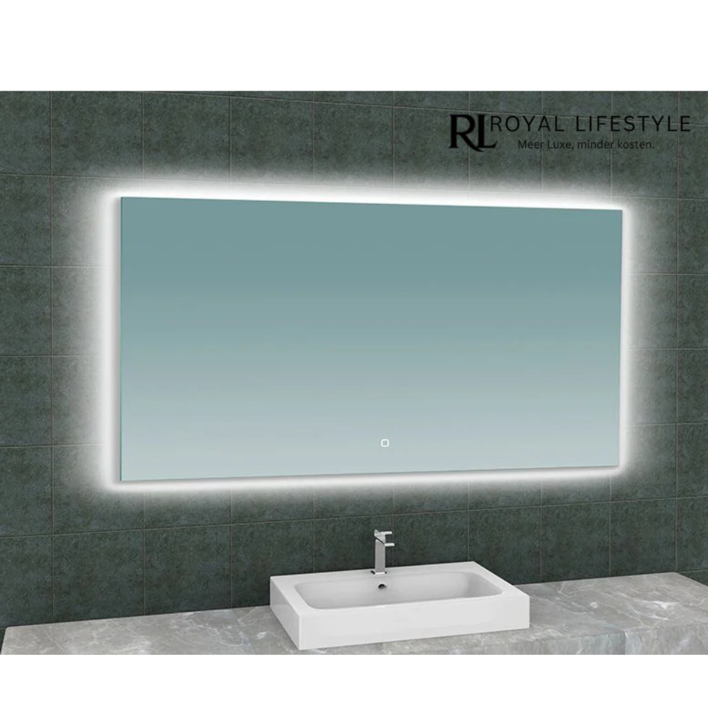 LYSKA Aurora LED Badkamerspiegel 140×80 cm – Rechthoekig Design met Luxe Afwerking