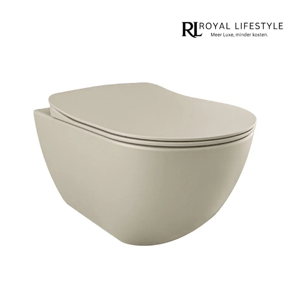 LYSKA Rimoff Ophang WC Zonder Bidet – Koel Grijs – Keramiek – Rim-Off – Waterbesparend – Wandmode