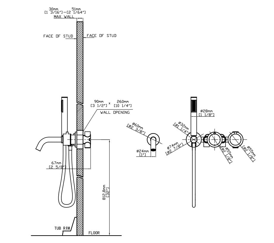 Viidako – Luxurii inbouw badkraan – Gun Metal – Inclusief Vernet inbouwdeel