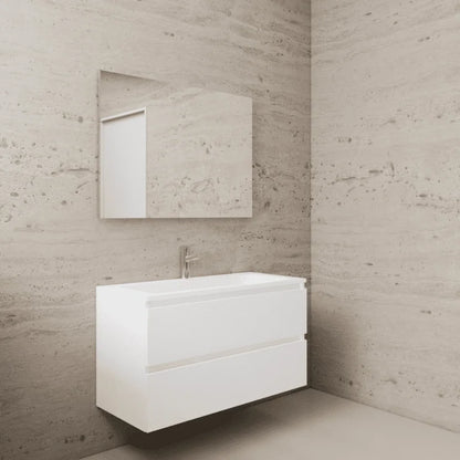 LYSKA Wasmeubel 80 cm – Wit Hoogglans Onderkast + Mat Witte Wastafel met Kraangat