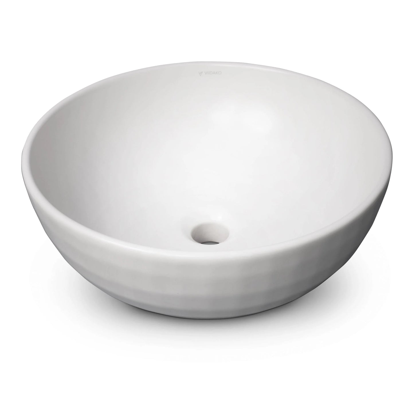 LYSKA - Koriiste Ronde Waskom 40 cm – Mat Warm Wit – Moderne Opzetwastafel van Keramiek