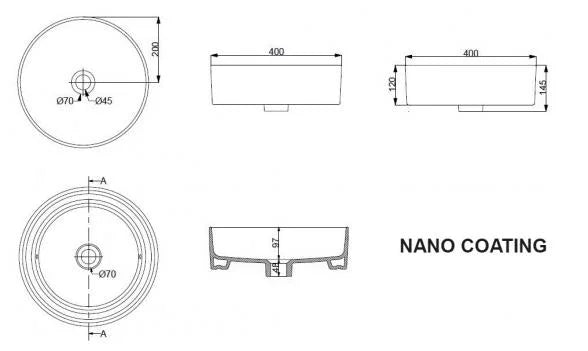 LYSKA Wiesbaden – Link waskom – Rond – 40×12 cm – keramiek – mat zwart