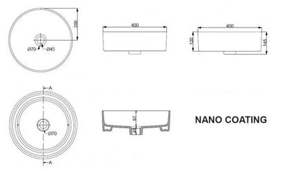 LYSKA Wiesbaden – Link waskom – Rond – 40×12 cm – keramiek – mat zwart