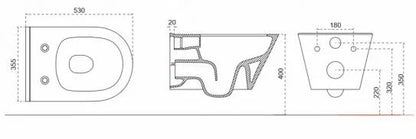 LYSKA Stereo Rimless Wandcloset met Shade Toiletzitting – Glans Wit – Softclose