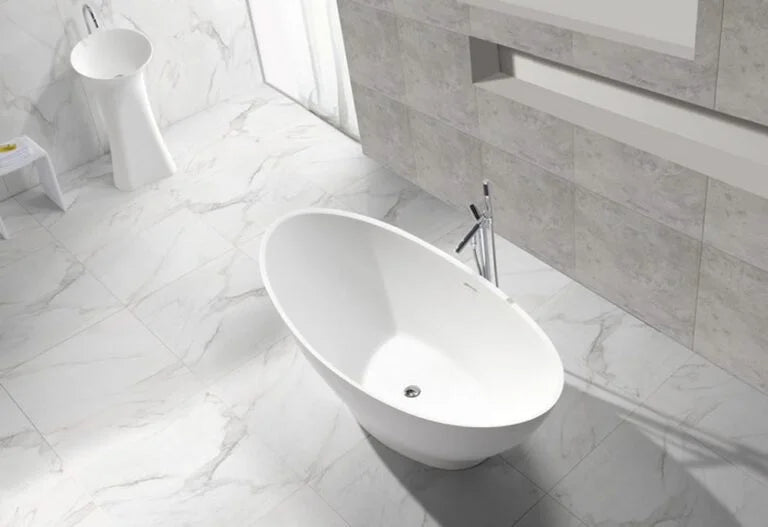 LYSKA - Wiesbaden Jasmijn Vrijstaand Bad 186.5x84 – Mat Wit Solid Surface