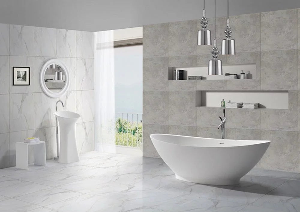 LYSKA - Wiesbaden Jasmijn Vrijstaand Bad 186.5x84 – Mat Wit Solid Surface