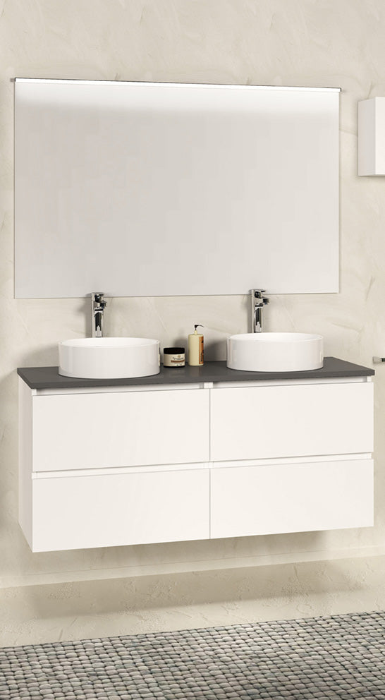 Bologna badmeubel 120cm mat wit + grijs blad