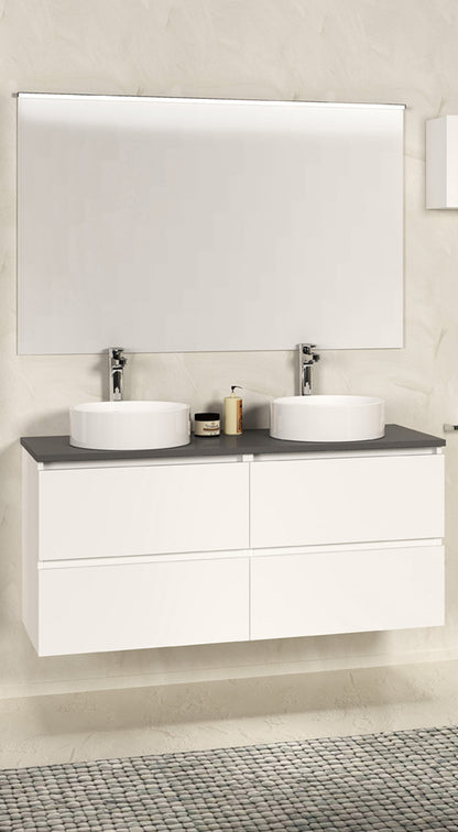 Bologna badmeubel 120cm mat wit + grijs blad