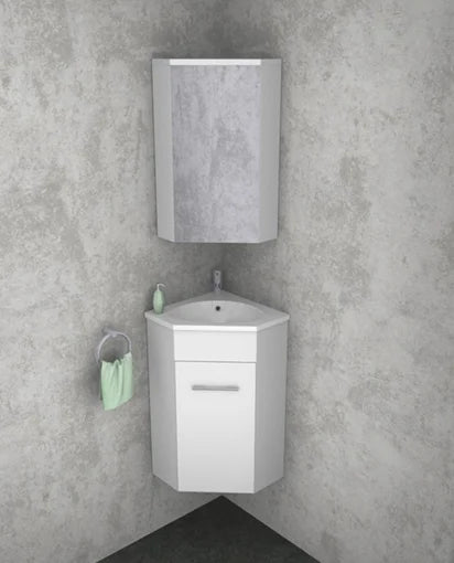 Lena Hoek Fonteinkast + Wastafel + Spiegelkast – Wit – 50x85x25 cm