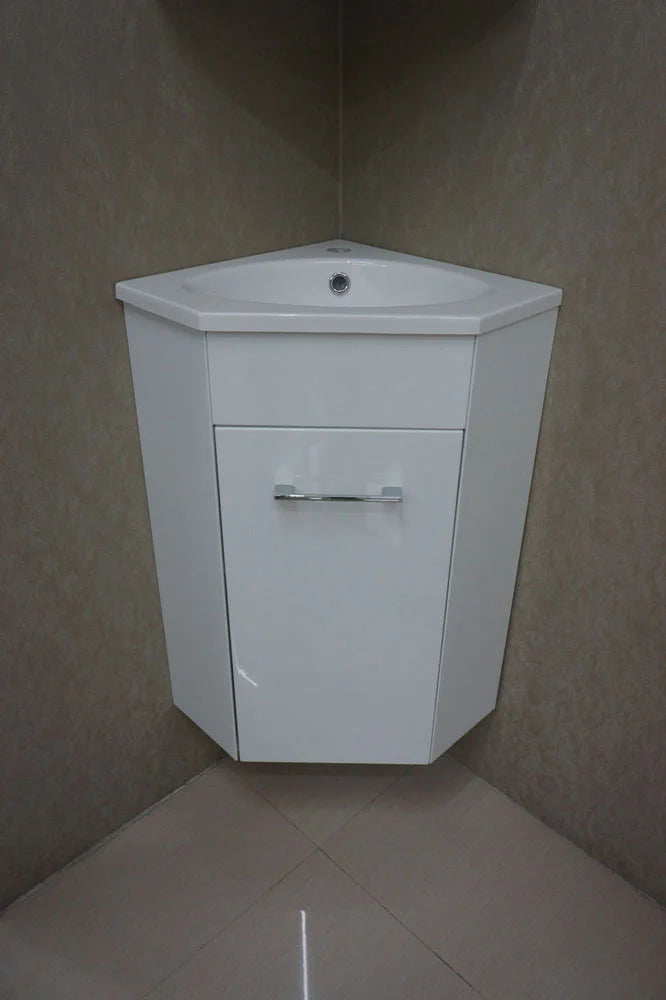 Lena Hoek Fonteinkast + Wastafel + Spiegelkast – Wit – 50x85x25 cm