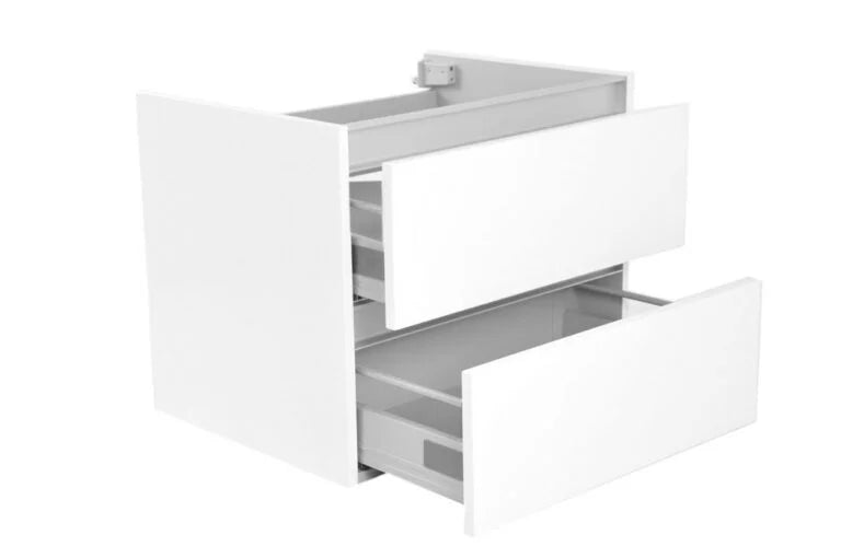 LYSKA Vision Onderkast 60 cm – 2 Laden – Hoogglans Wit – MDF – Zonder Wastafel – Badkamermeubel