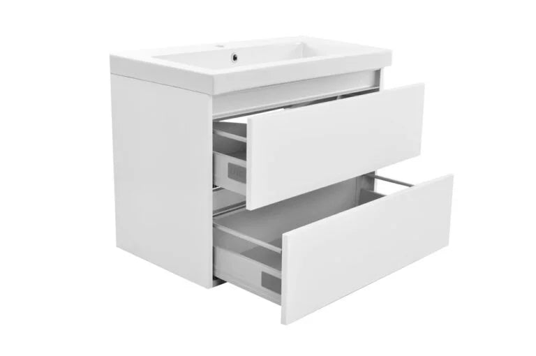 LYSKA Vision Onderkast 60 cm – 2 Laden – Hoogglans Wit – MDF – Zonder Wastafel – Badkamermeubel