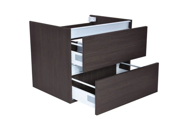 LYSKA Vision Onderkast 60 cm – 2 Laden – Houtnerf Grijs – Gelamineerd – Zonder Wastafel – Badkamermeubel