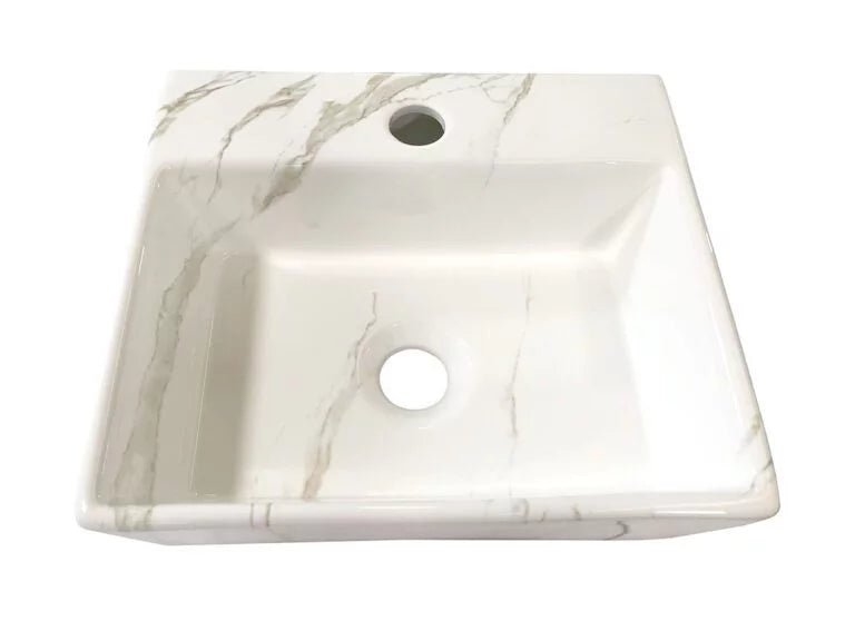 LYSKA Leto Fontein 33,5x29x11,5 cm – Keramiek Carrara Glans – Modern & Elegant