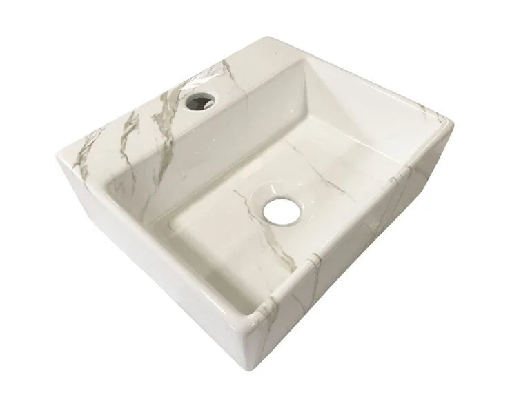 LYSKA Leto Fontein 33,5x29x11,5 cm – Keramiek Carrara Glans – Modern & Elegant
