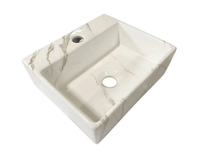 LYSKA Leto Fontein 33,5x29x11,5 cm – Keramiek Carrara Glans – Modern & Elegant