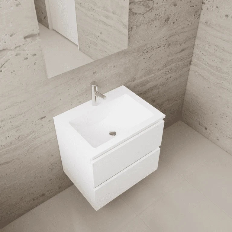 LYSKA Gliss Design Wasmeubel 80 cm – Hoogglans Wit Onderkast & Mat Witte