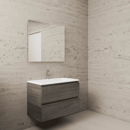 LYSKA Wasmeubel 80cm Frey Oak – Mat Witte Wastafel met Kraangat