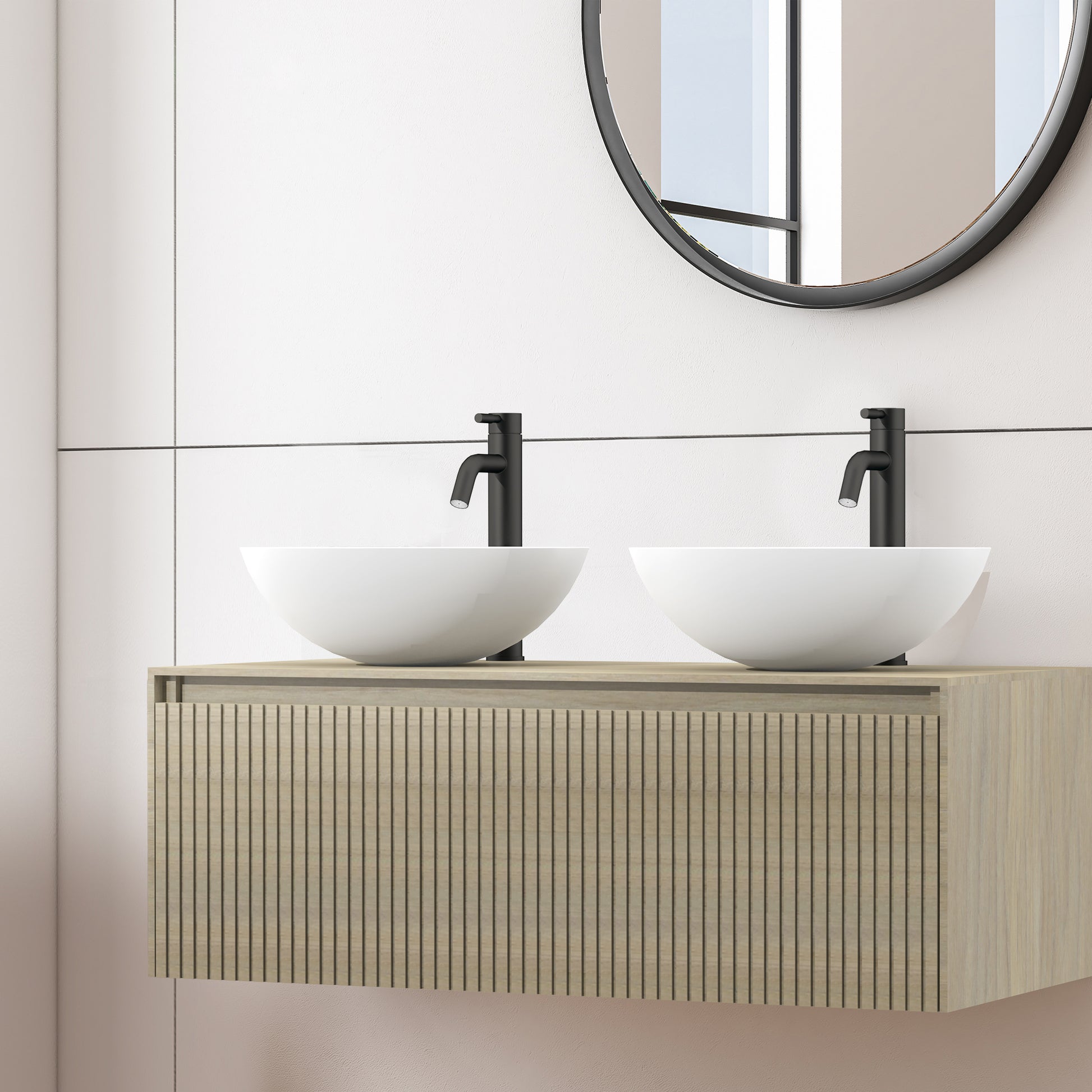 Viidako – Signature Design Badkamermeubel 100 cm breed – Cornsilk – Top kwaliteit & perfect passend in uw Japandi badkamer! – Inclusief topblad