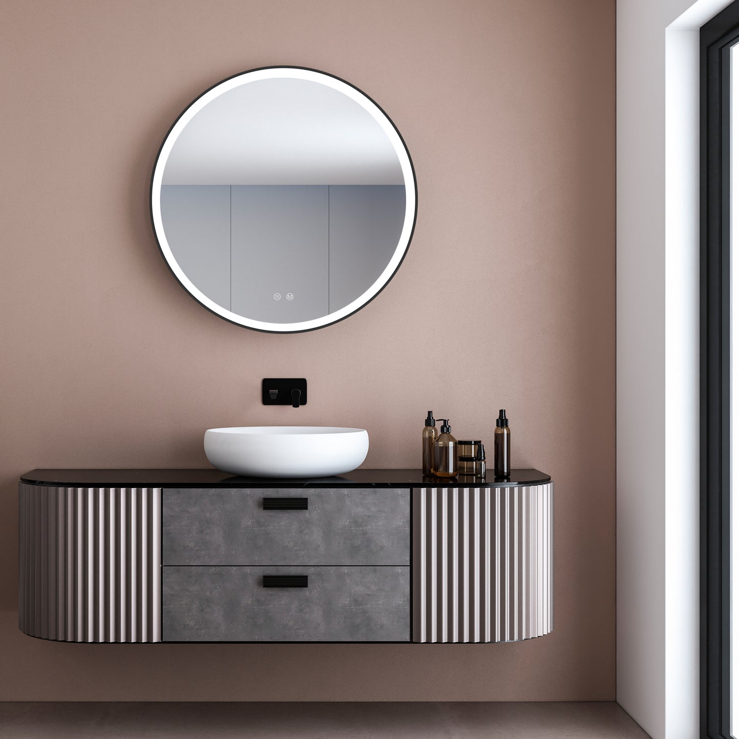 Viidako – iives Badkamerspiegel - Mat Zwart - 60Øcm