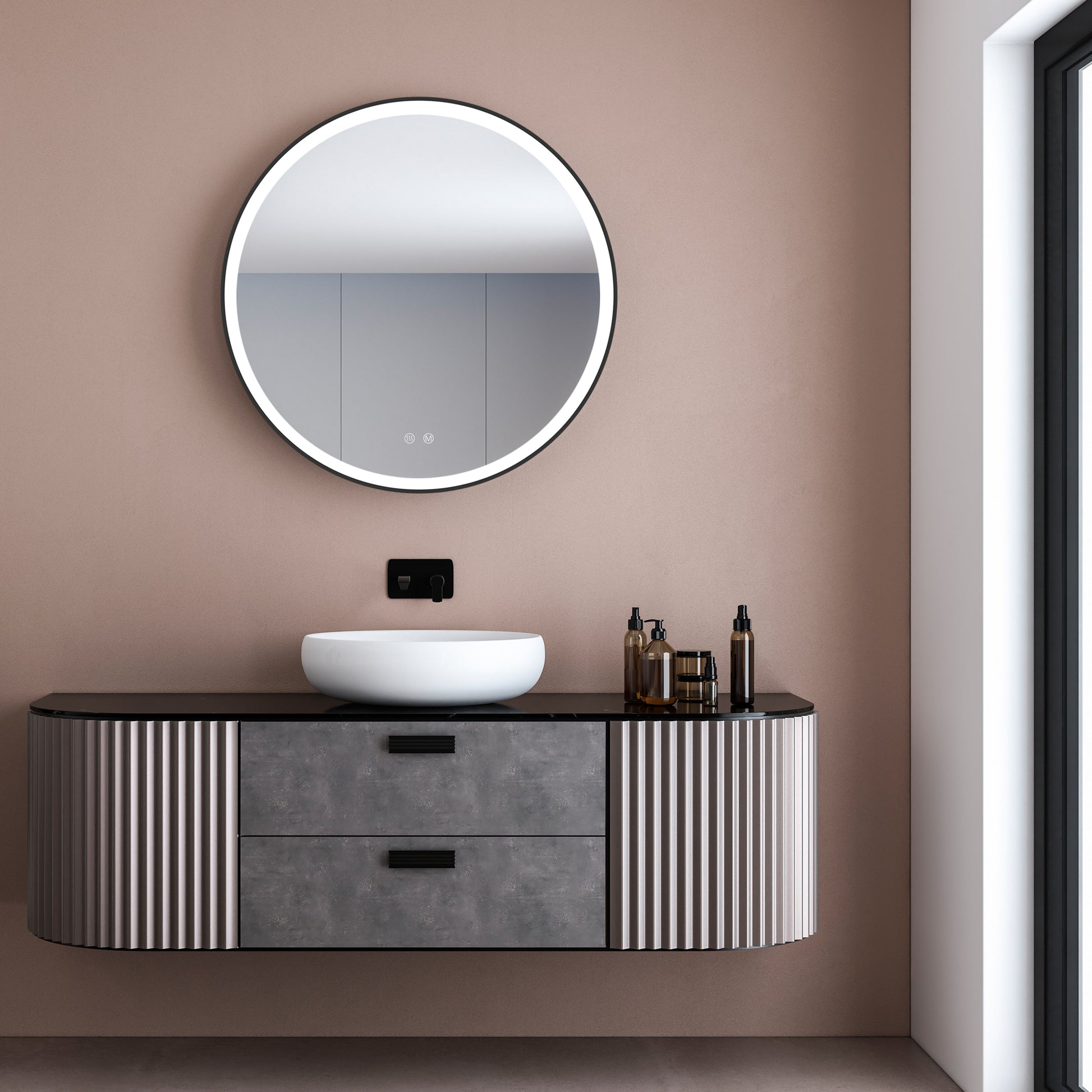 Viidako – iives Badkamerspiegel - Mat Zwart - 60Øcm