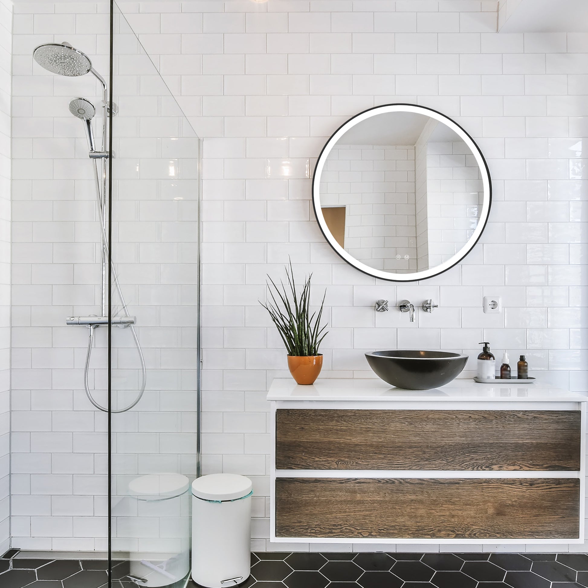 Viidako – iives Badkamerspiegel - Mat Zwart - 60Øcm