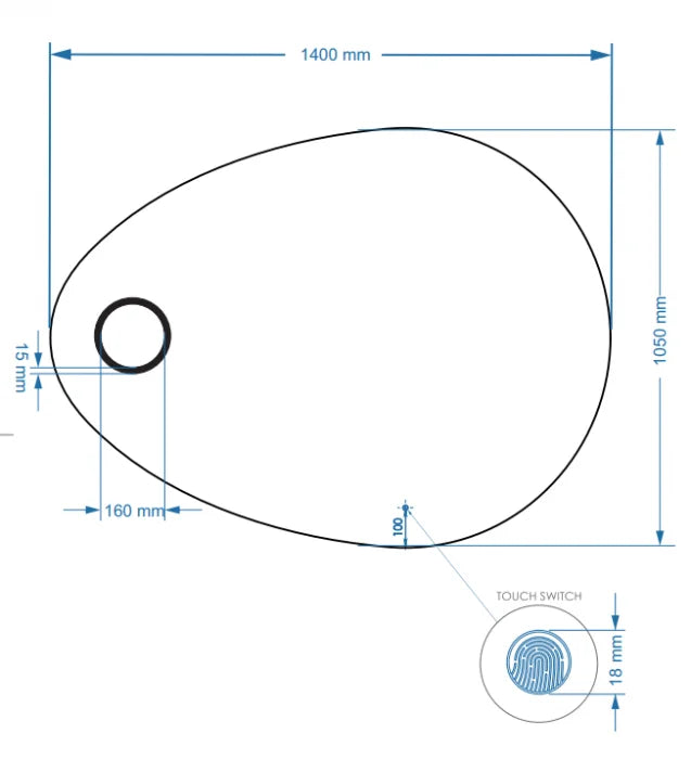 LYSKA Atlas LED Badkamerspiegel 100x75 cm – Met Verwarming, Dimbare Verlichting & 3 Lichtstanden – IP44