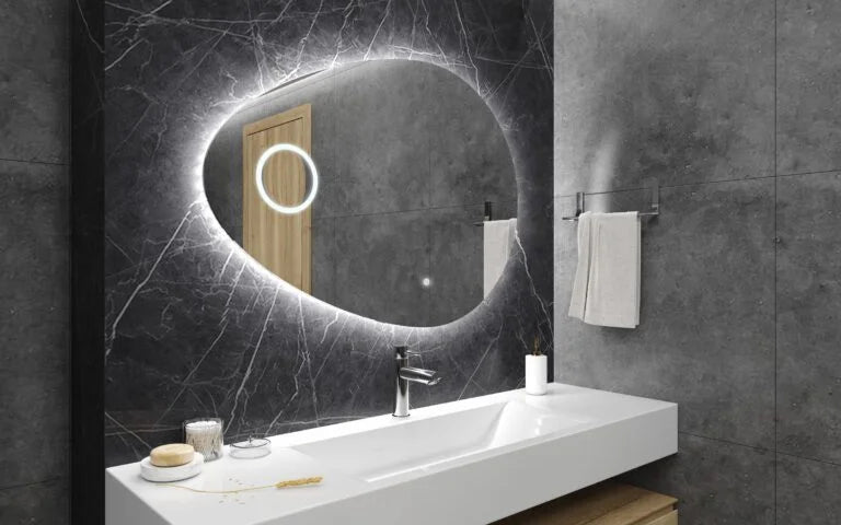 LYSKA Atlas LED Badkamerspiegel 100x75 cm – Met Verwarming, Dimbare Verlichting & 3 Lichtstanden – IP44