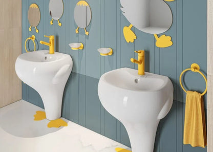 LYSKA Ducky Spiegel – Kindvriendelijke Badkamerspiegel met Geel Eend Figuur – Veilig & Speels Ontwerp