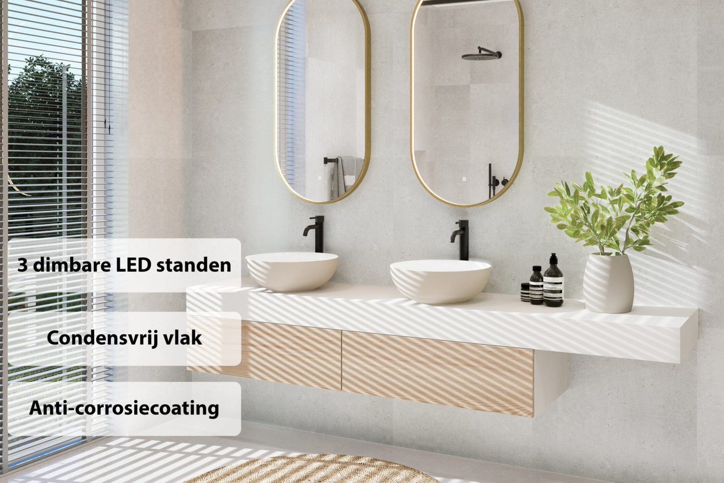 Viidako – Fannii Badkamerspiegel – Geborsteld messing (goud) - 50x100 cm