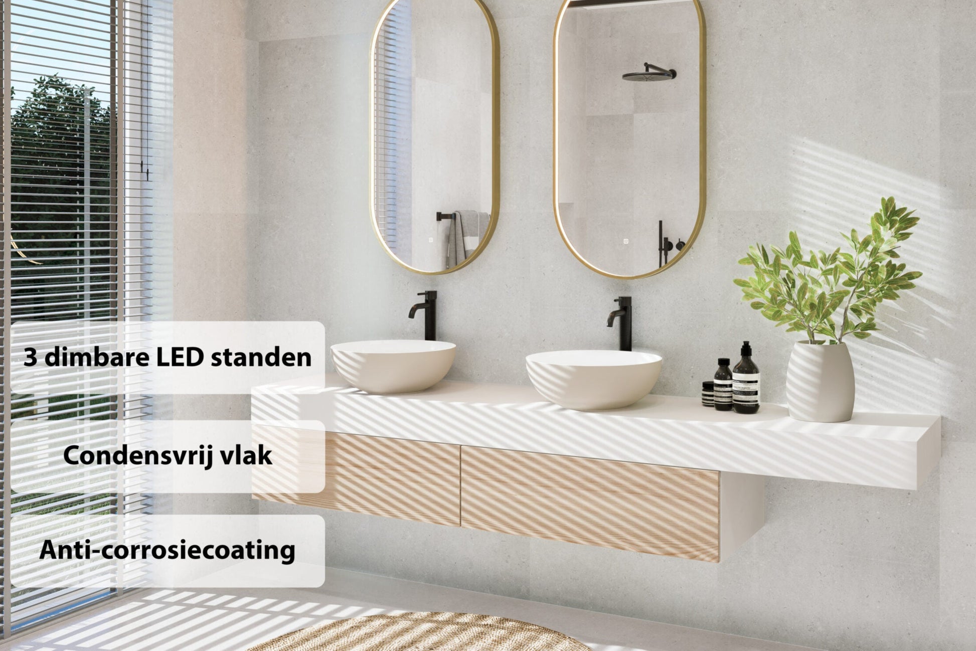 Viidako – Fannii Badkamerspiegel – Geborsteld messing (goud) - 50x100 cm