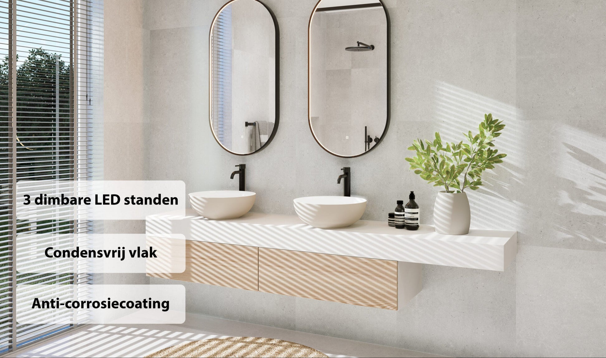 Viidako – Fannii Badkamerspiegel – Mat Zwart - 50x100 cm