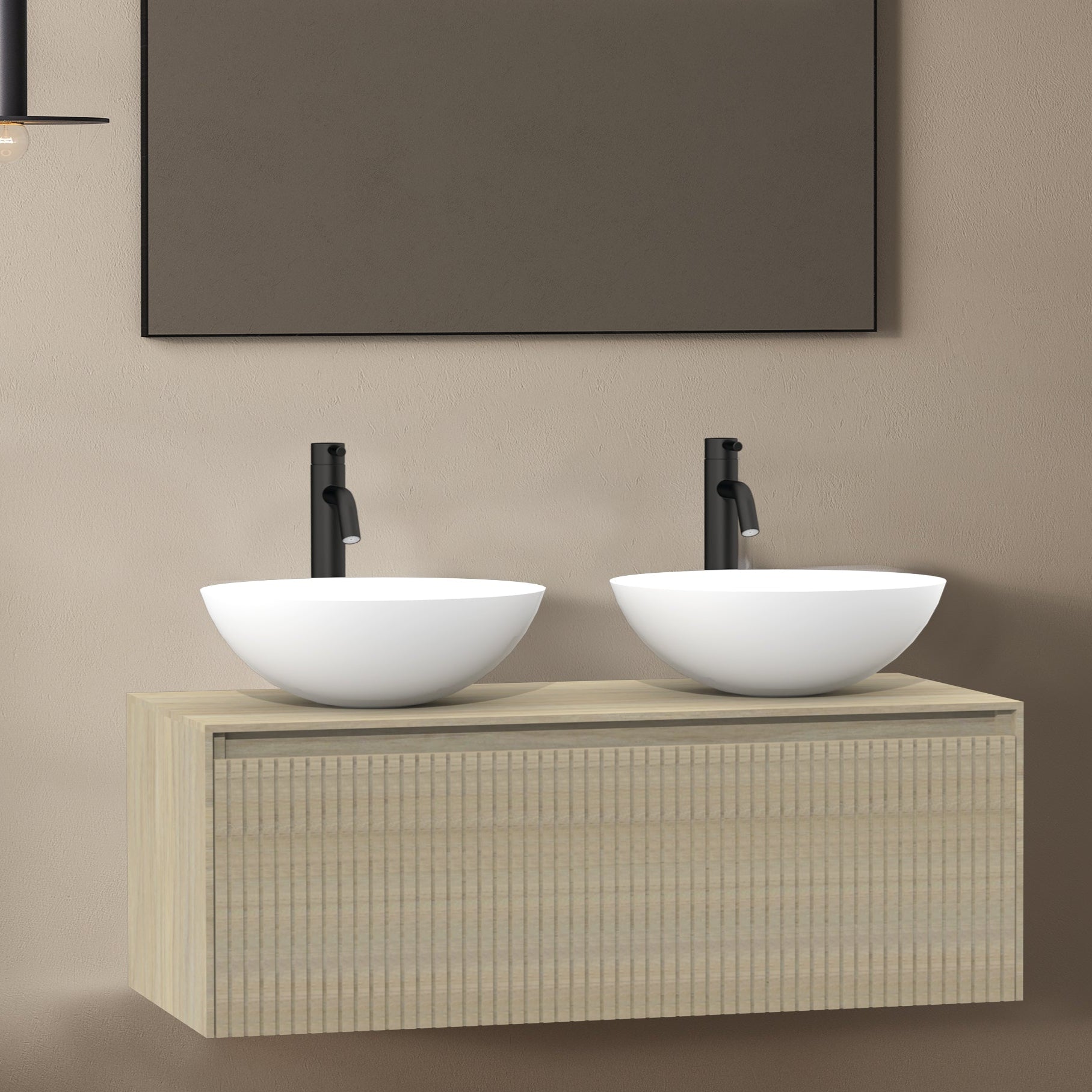 Viidako – Signature Design Badkamermeubel 100 cm breed – Cornsilk – Top kwaliteit & perfect passend in uw Japandi badkamer! – Inclusief topblad