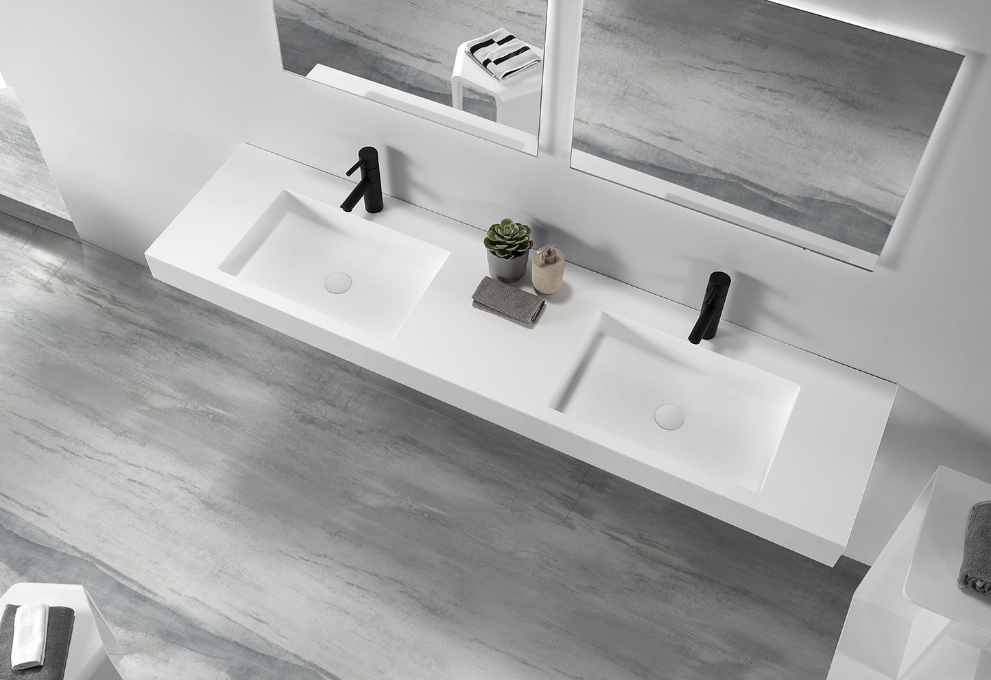 Dubbele wastafel – Solid Surface Excellence Bonny – 180 cm