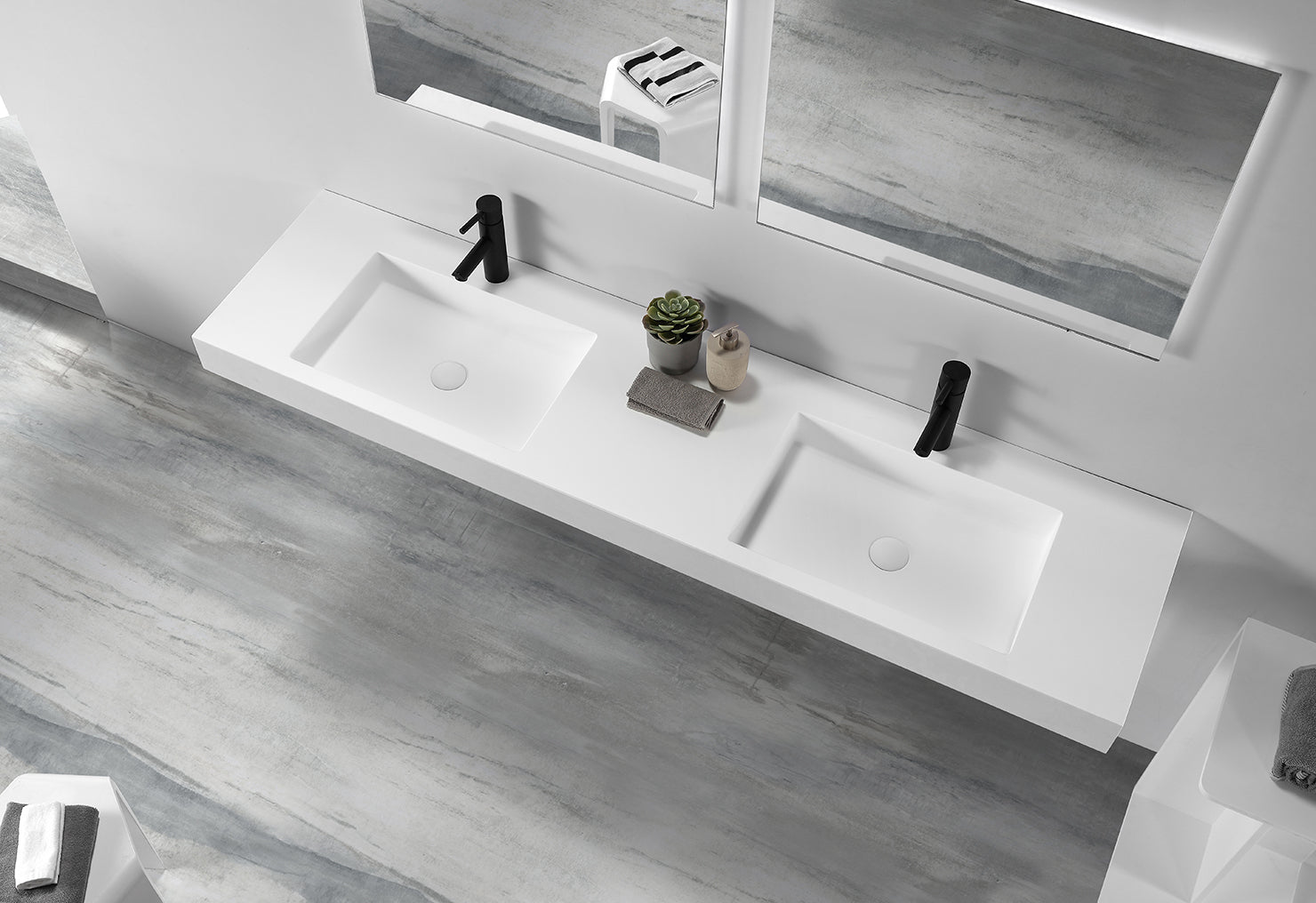 Dubbele wastafel – Solid Surface Excellence Bonny – 180 cm