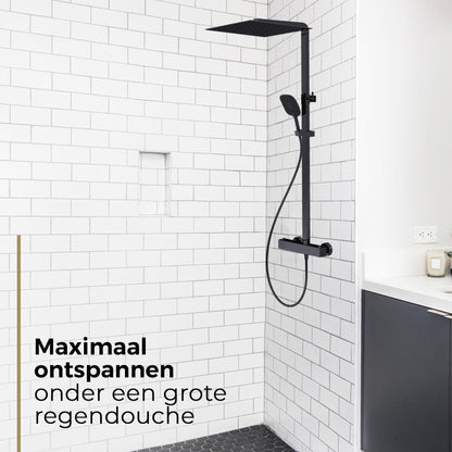 Viidako - Kimii Doucheset Opbouw Compleet – Mat Zwart – 30 cm x 30 cm regendouche