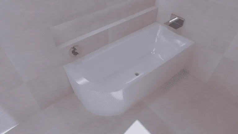 LYSKA Kleinmann Hoekbad Bobbii – Glans Wit – 180×80 cm