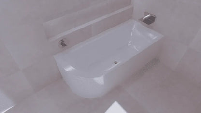 LYSKA Kleinmann Hoekbad Bobbii – Glans Wit – 180×80 cm