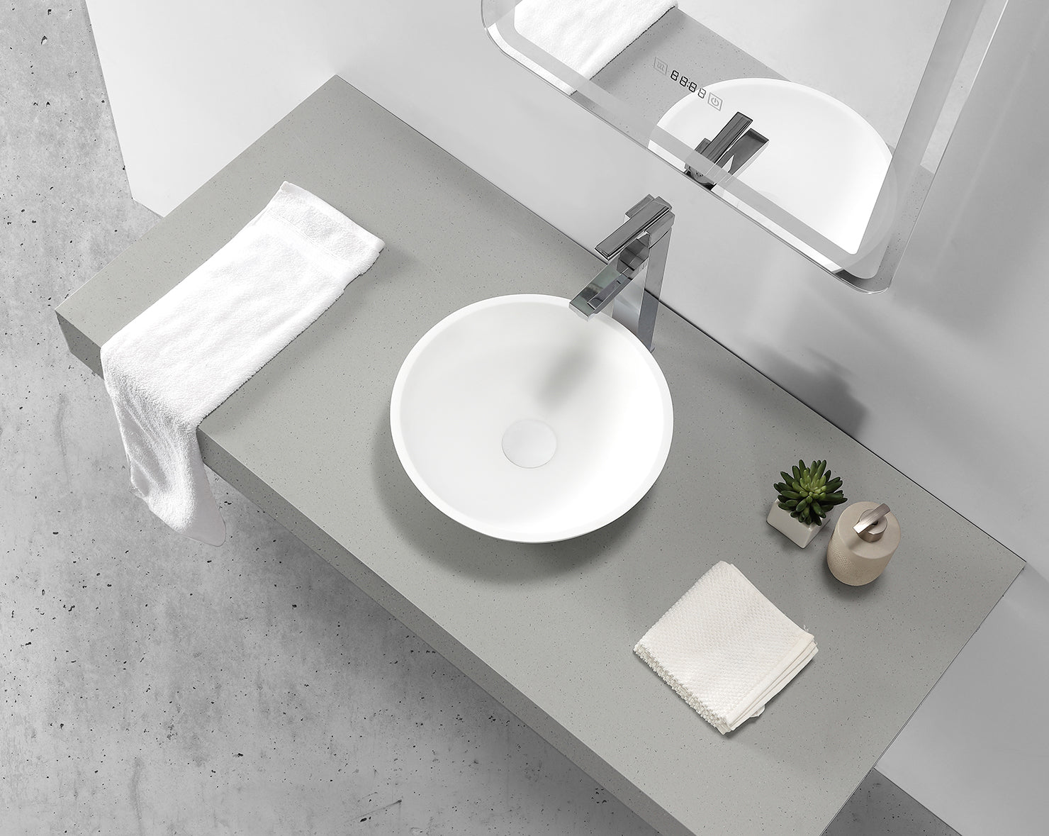 Sani Solid – Waskom – Solid Surface Geneve- mat wit – 41 x 41 x 15 cm