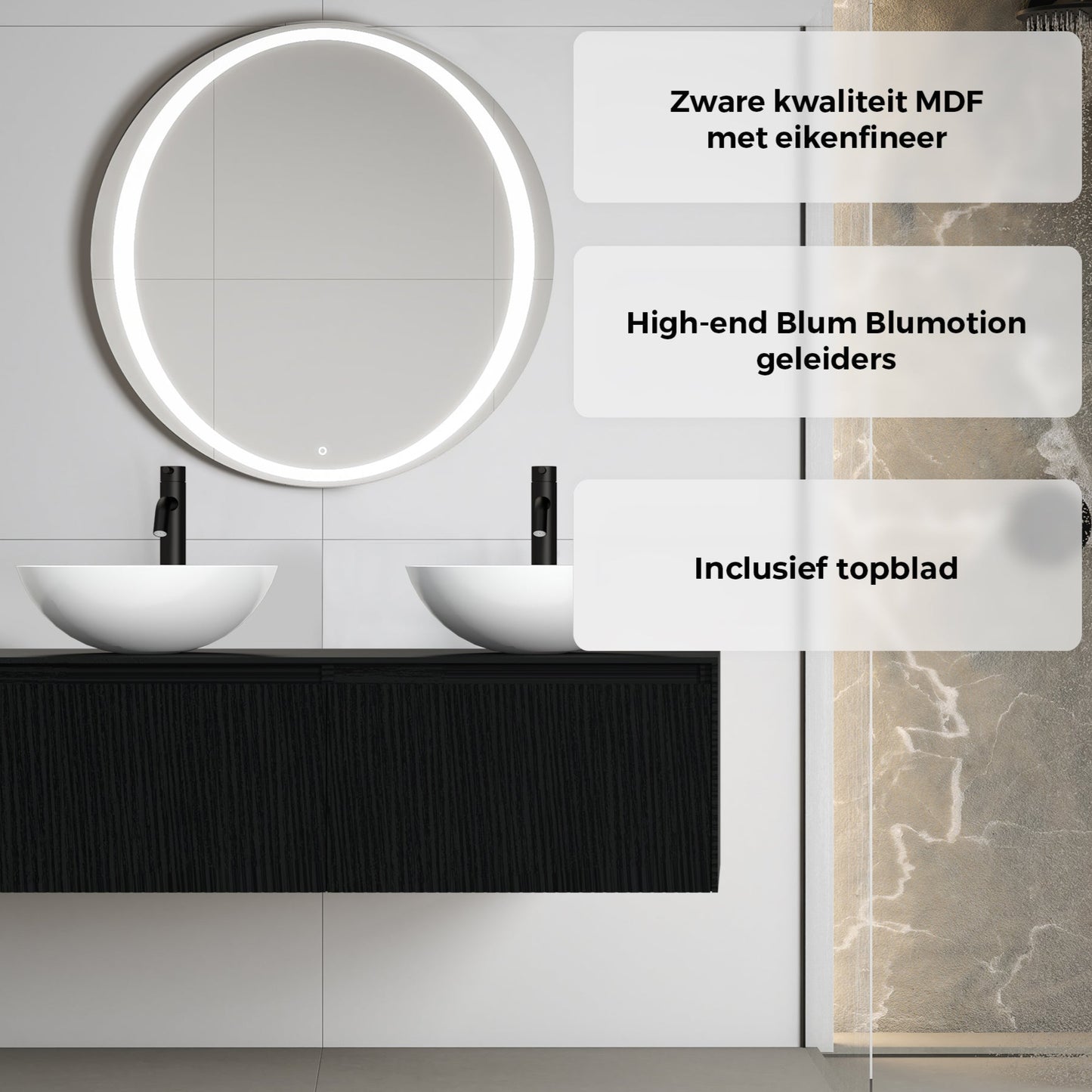 Viidako – Signature Design Badkamermeubel 120 cm breed – Mat Zwart – Top kwaliteit & perfect passend in uw Japandi badkamer!
