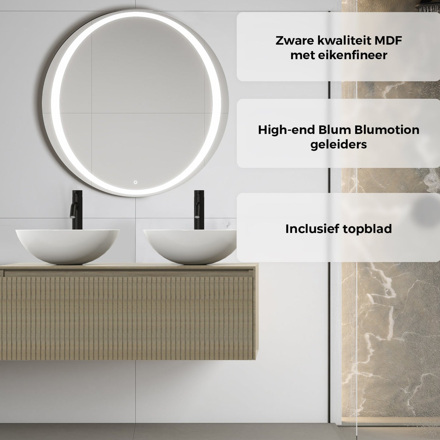 Viidako – Signature Design Badkamermeubel 100 cm breed – Cornsilk – Top kwaliteit & perfect passend in uw Japandi badkamer! – Inclusief topblad