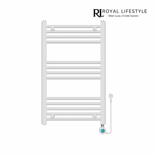 LYSKA Varo – Elektrische Handdoekradiator met Thermostaat – Mat Wit – 800×500 mm – 300W
