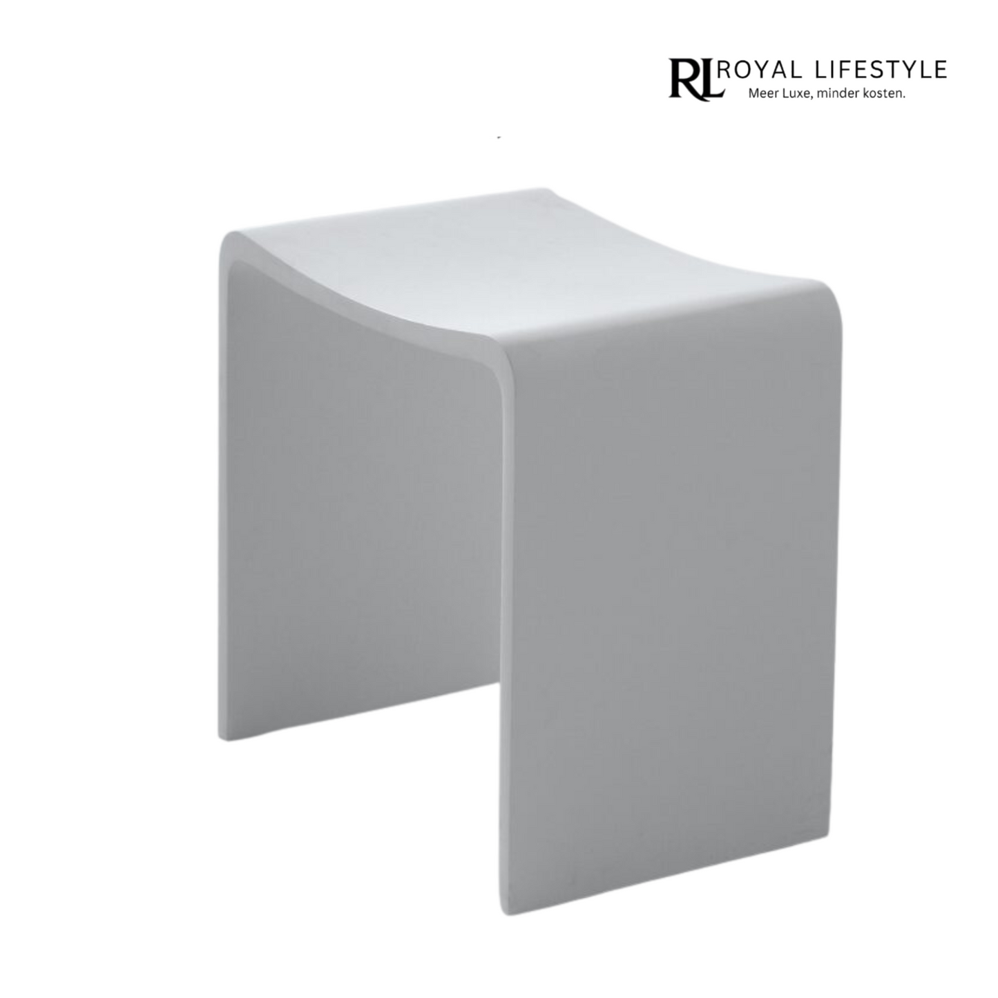 LYSKA Solid Surface Duschhocker – 40x30x42,5 cm – Matt Weiß – Modernes Design – Hygienisch & Kratzfest