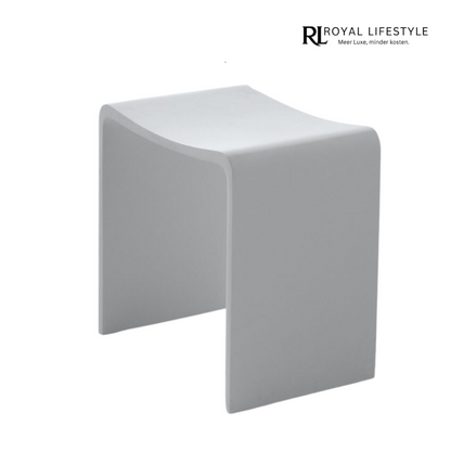 LYSKA Solid Surface Duschhocker – 40x30x42,5 cm – Matt Weiß – Modernes Design – Hygienisch & Kratzfest