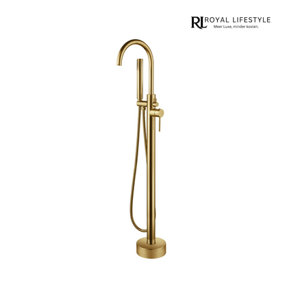 LYSKA Atria Vrijstaande Badmengkraan – Compleet met Handdouche – Geborsteld Messing