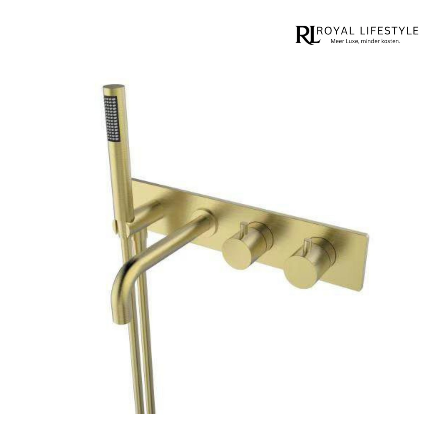 LYSKA  Style – Inbouw badkamerthermostaat - Muurbevestiging - Geborsteld messing - Modern design